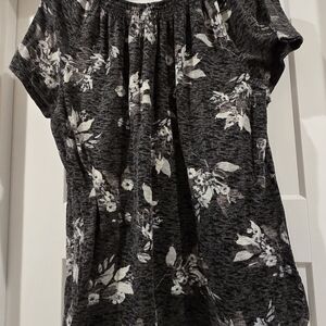 Floral Print Women's Top - Black and White